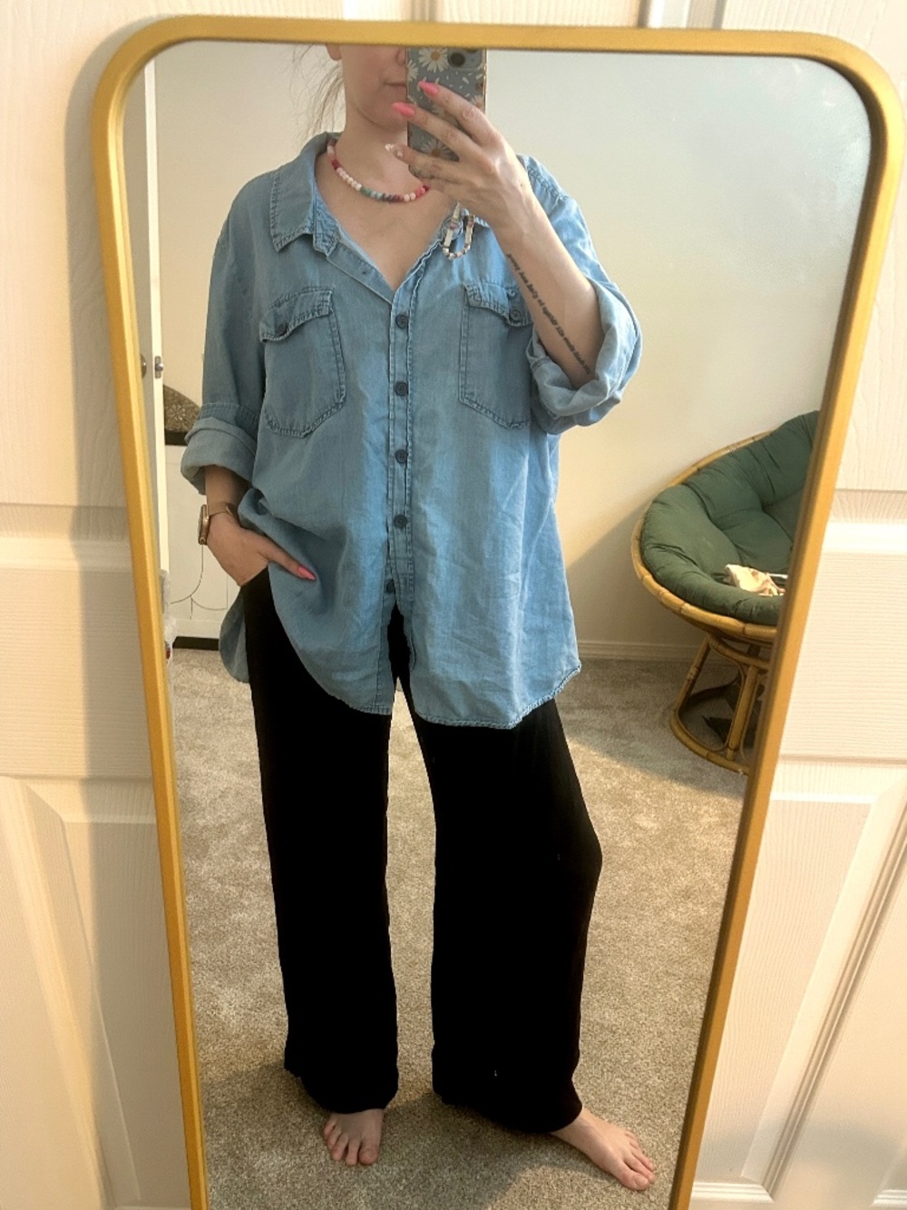 F21 Black Wide leg Trousers Folded Waist back Tie size Small